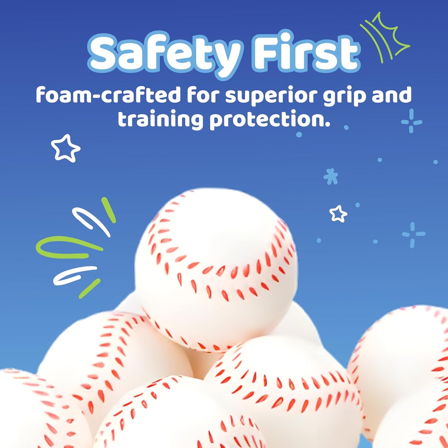 Baseball Sports Themed 2.5In Foam Squeeze Balls - Baseball Sport Stress Balls - Bulk Base Ball Party Favors and Decoration - Improve Grip and Dexterity - 1 Dozen