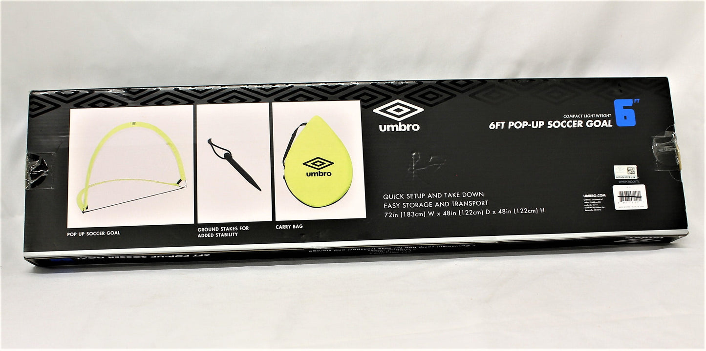 Pop-Up 6 Ft Soccer Goal Net, Portable, Green, Zipper Carrying Bag