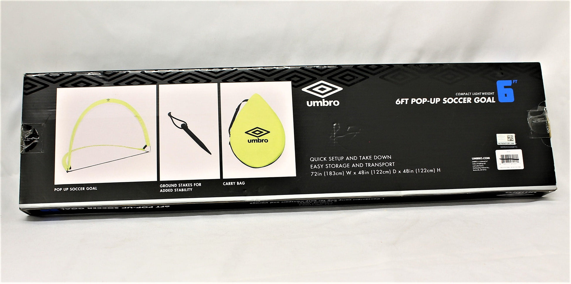 Pop-Up 6 Ft Soccer Goal Net, Portable, Green, Zipper Carrying Bag